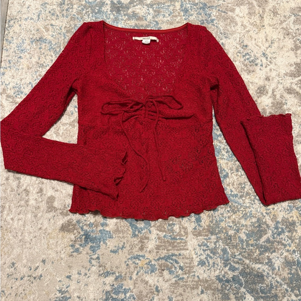 Urban Outfitters Red Lace Long Sleeve